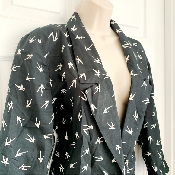Vintage Black White Print Blazer - Picture 6 of 7